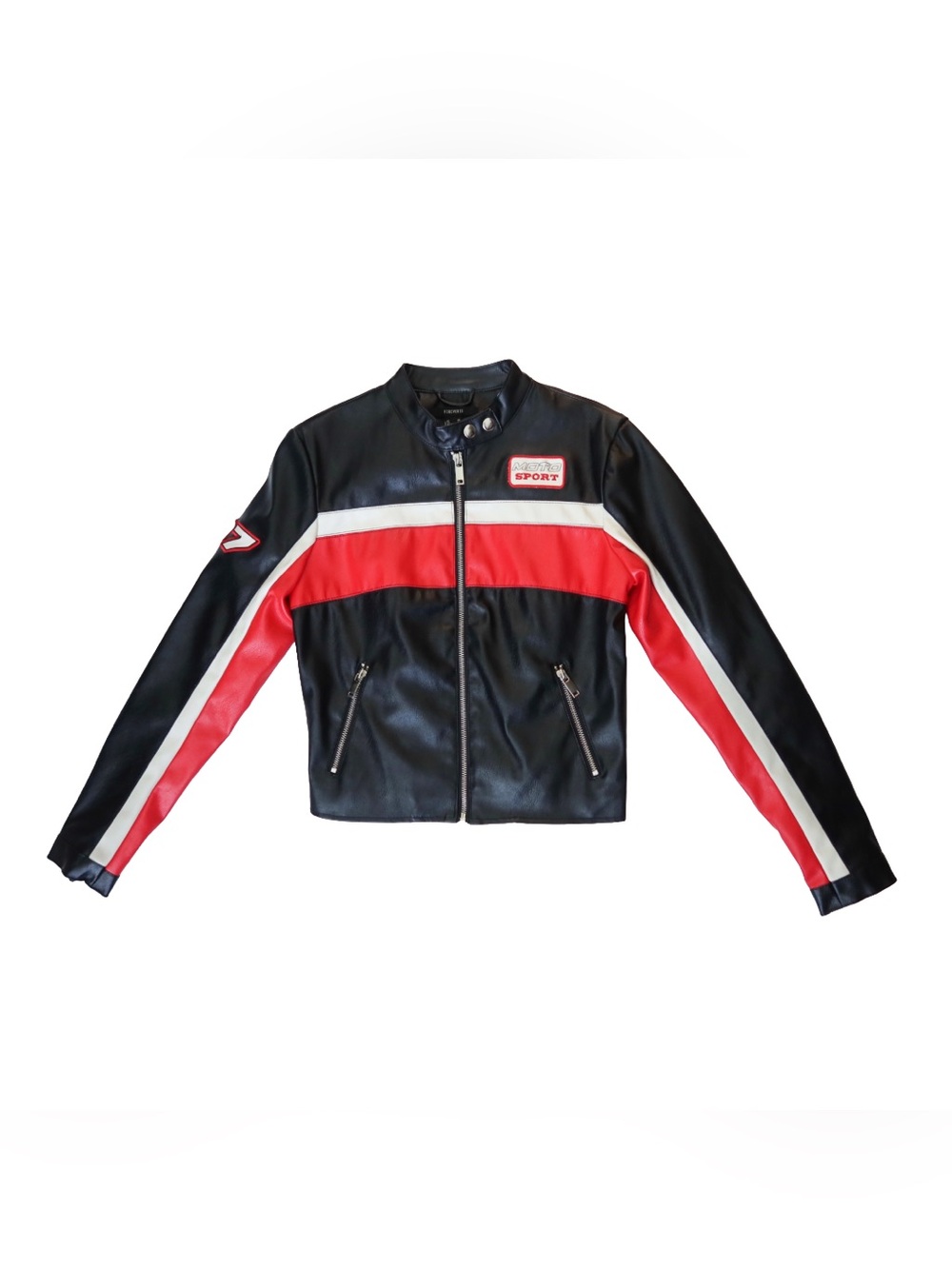 Forever 21 Moto Sport Faux Leather Racing Jacket